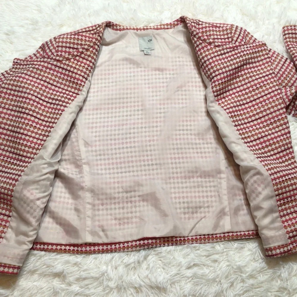 Halogen Moto Open Geometric Blazer Zip Pockets Plus 16W Curvy Mod Pink Orange - Picture 4 of 9